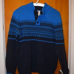 Boy's Navy Henley Fair Isle Sweater